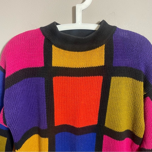 Express Tricot Vintage Color block Sweater Oversized small - Picture 5 of 6